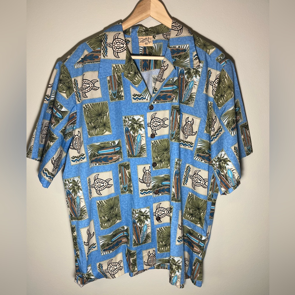 The Original Surfrider Hawaiian Shirt Xl Button Up Short Sleeve Surf Turtle
